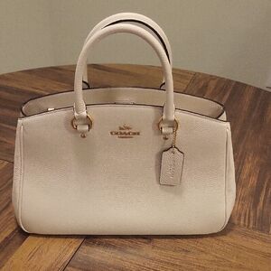 Coach Savannah Carryall Ivory/Chalk Leather Satchel With Crossbody Strap